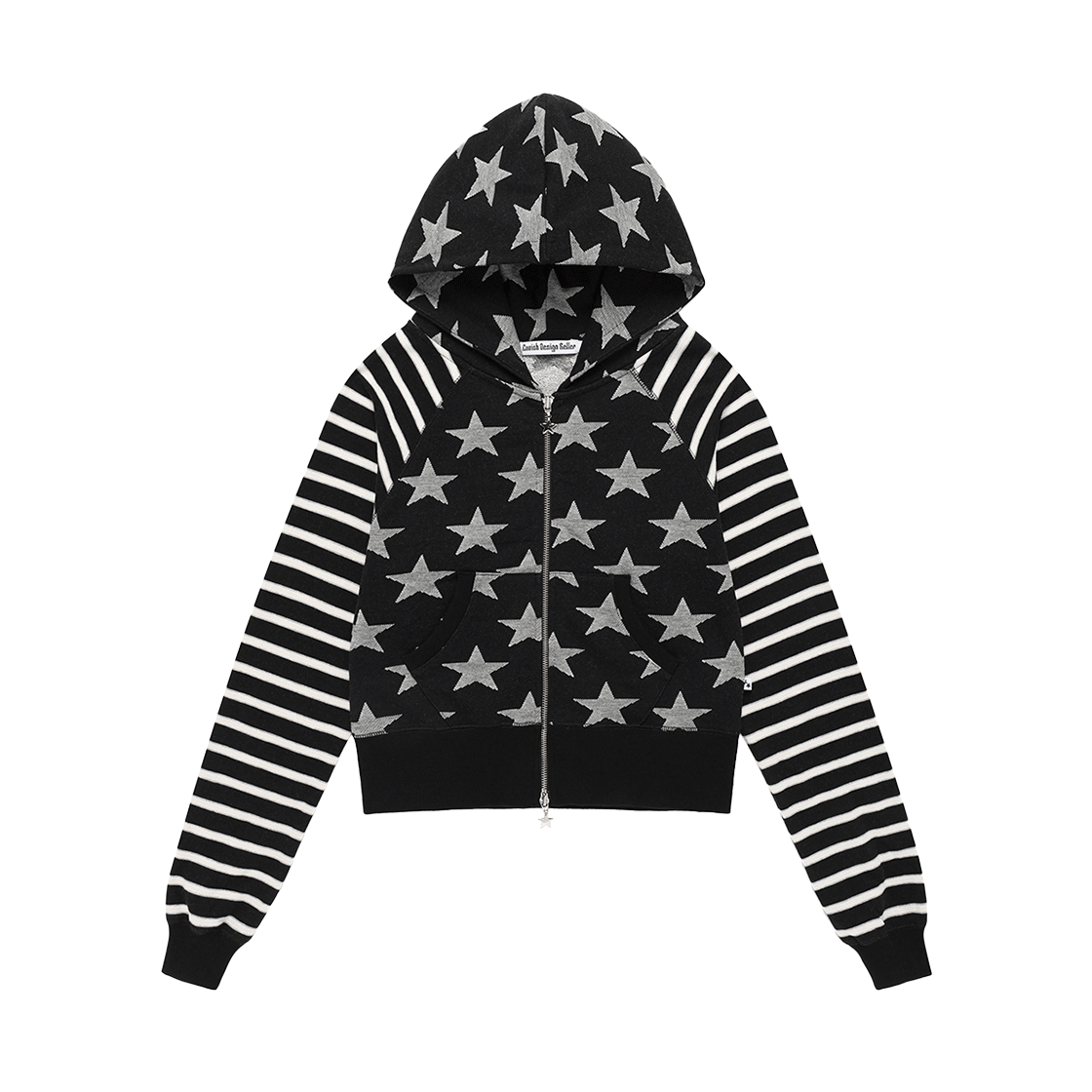 CV2FFFM482ABK CAVISH W Raglan Star Zip Up Hoodie Black