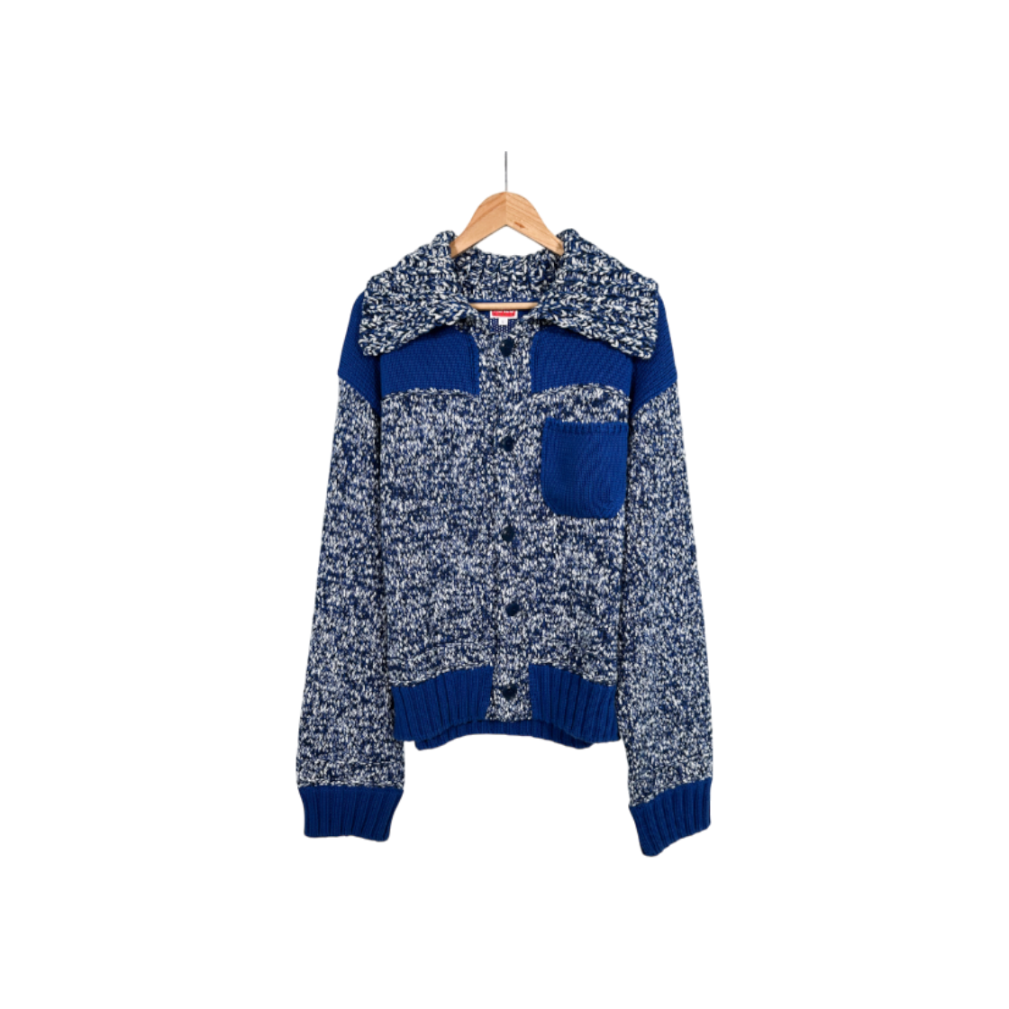 IT9USP3EWE26 KENZO Men's Fisherman Embroidered Logo Knit Cardigan - Blue