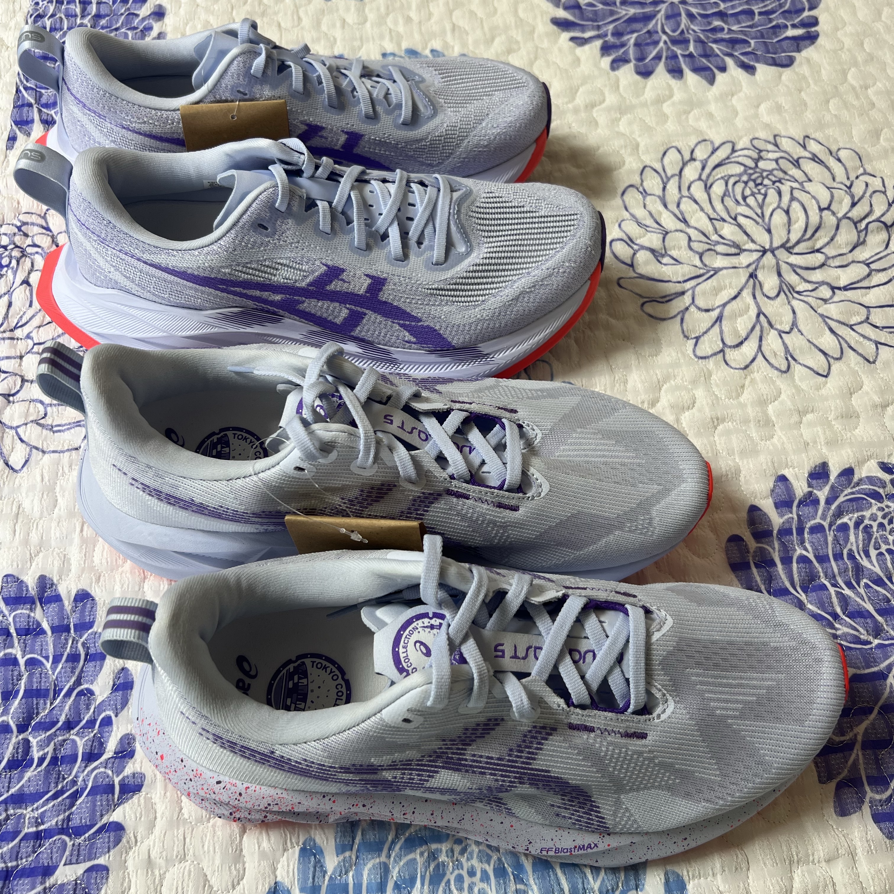 Asics Superblast 2 Blue Fade Edo Purple, Asics Novablast 5 Tokyo Blue Fade Edo Purple 착용 스타일