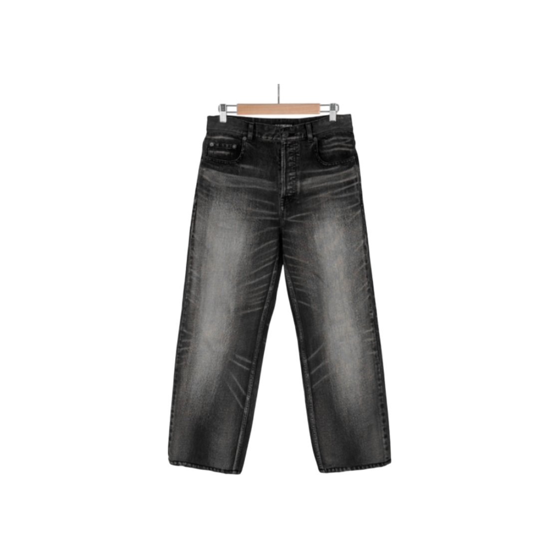 ITENNCPBLU82 Balenciaga Men's Washed Denim Wide Straight Pants - Gray