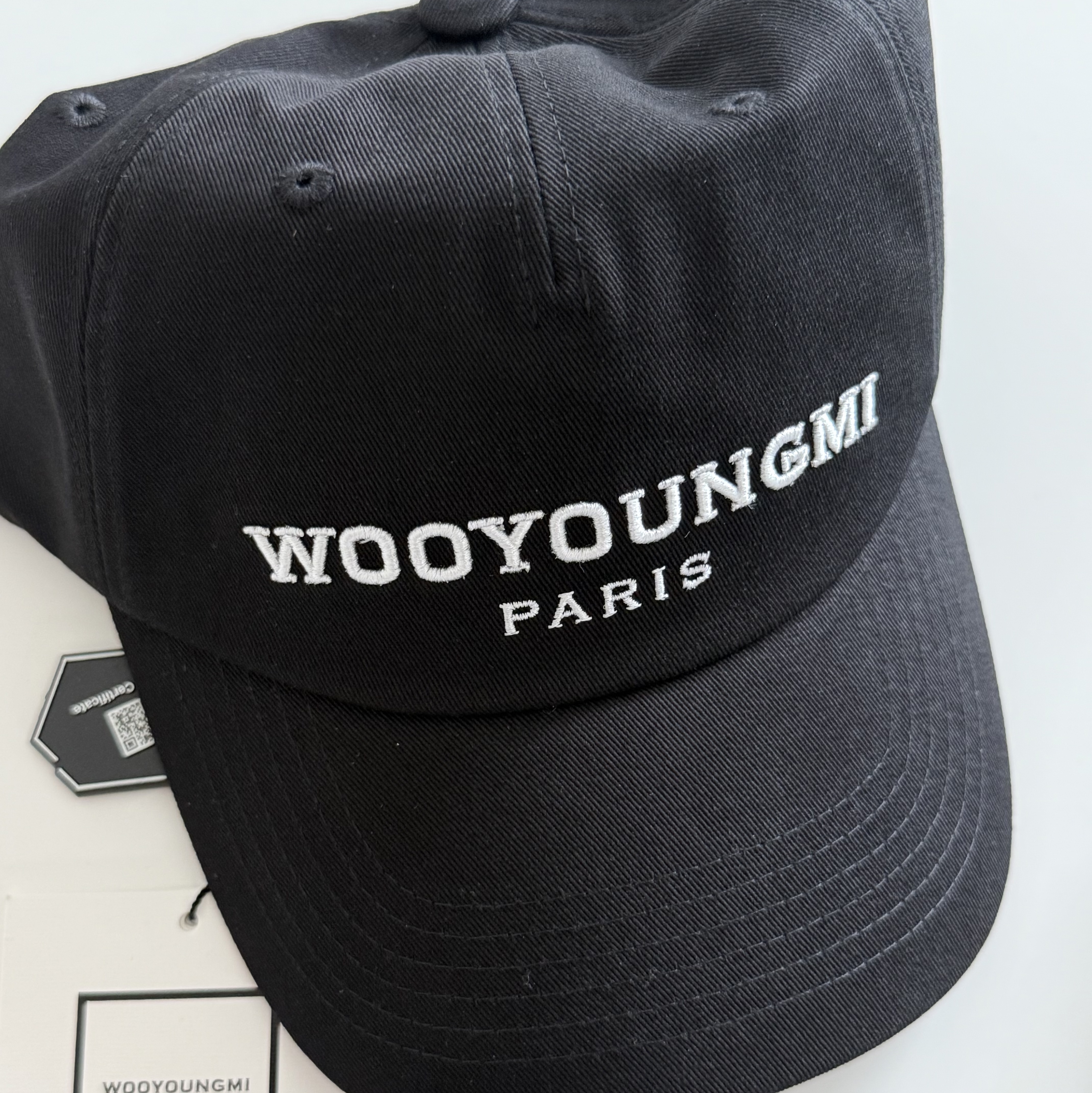 Wooyoungmi Embroidered Ball Cap Black - 25FW 착용 스타일