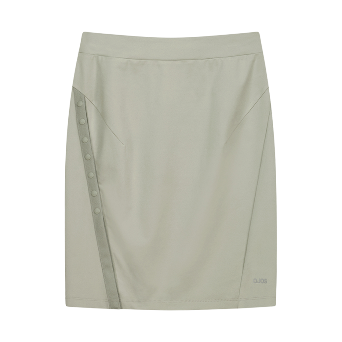 오호스 버튼 슬릿 미디 스커트 민트 그레이(OJOS Button Slit Midi Skirt Mint Grey)