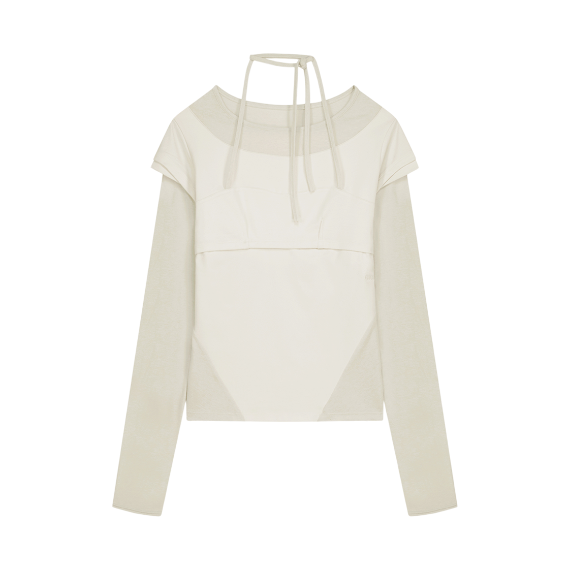 오호스 홀터 스트랩 롱 슬리브 아이보리(OJOS Halter Strap Long Sleeve Ivory)