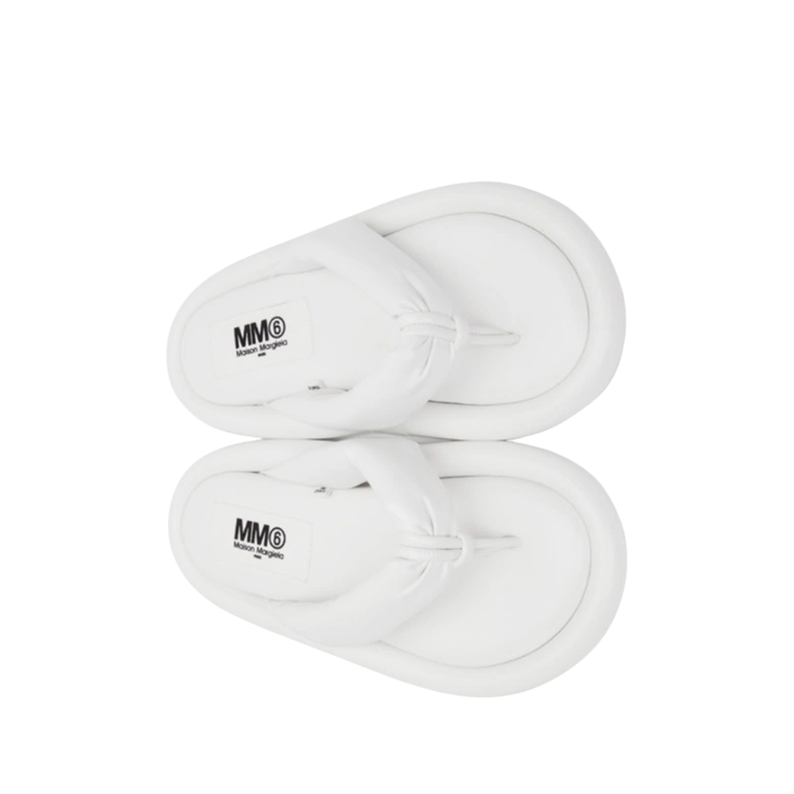 (W) MM6 메종 마르지엘라 포우 레더 패딩 샌들 화이트((W) MM6 Maison Margiela Faux Leather Padded Sandals White) - 2