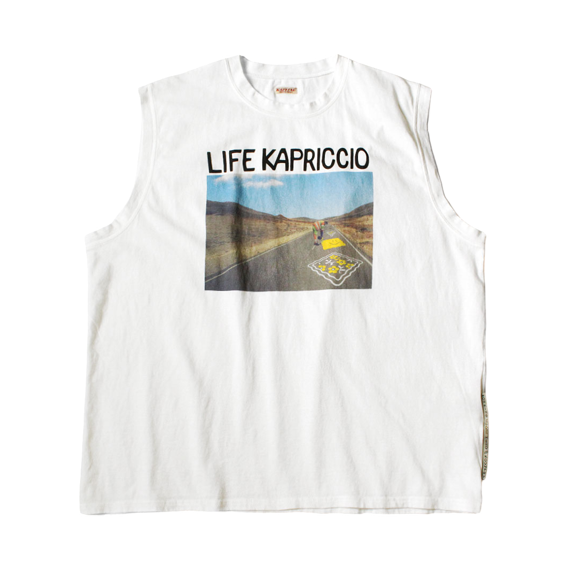 K2506SC238 Kapital 20 Jersey Sleeveless Big T-Shirt Life Kapriccio Road Sign Painter White
