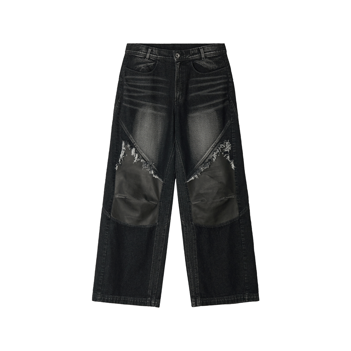 BLRBLUER25FWPT04 BLR Wide Heavy washing with Leather Pants