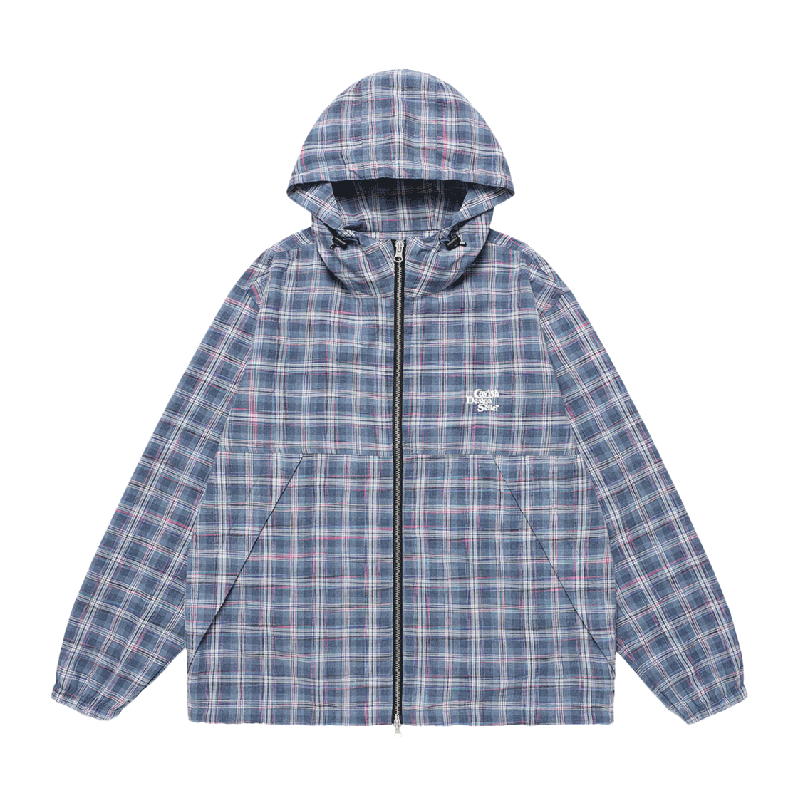 카비시 체크 윈드 브레이커 블루(CAVISH Hooded Check Wind Breaker Blue)