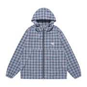 CAVISH Hooded Check Wind Breaker Blue