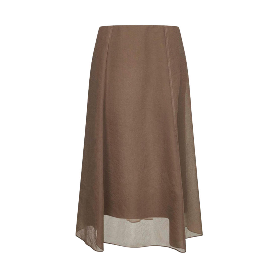 MF940G3877-C8909 (W) Brunello Cucinelli Silk Midi Skirt Beige