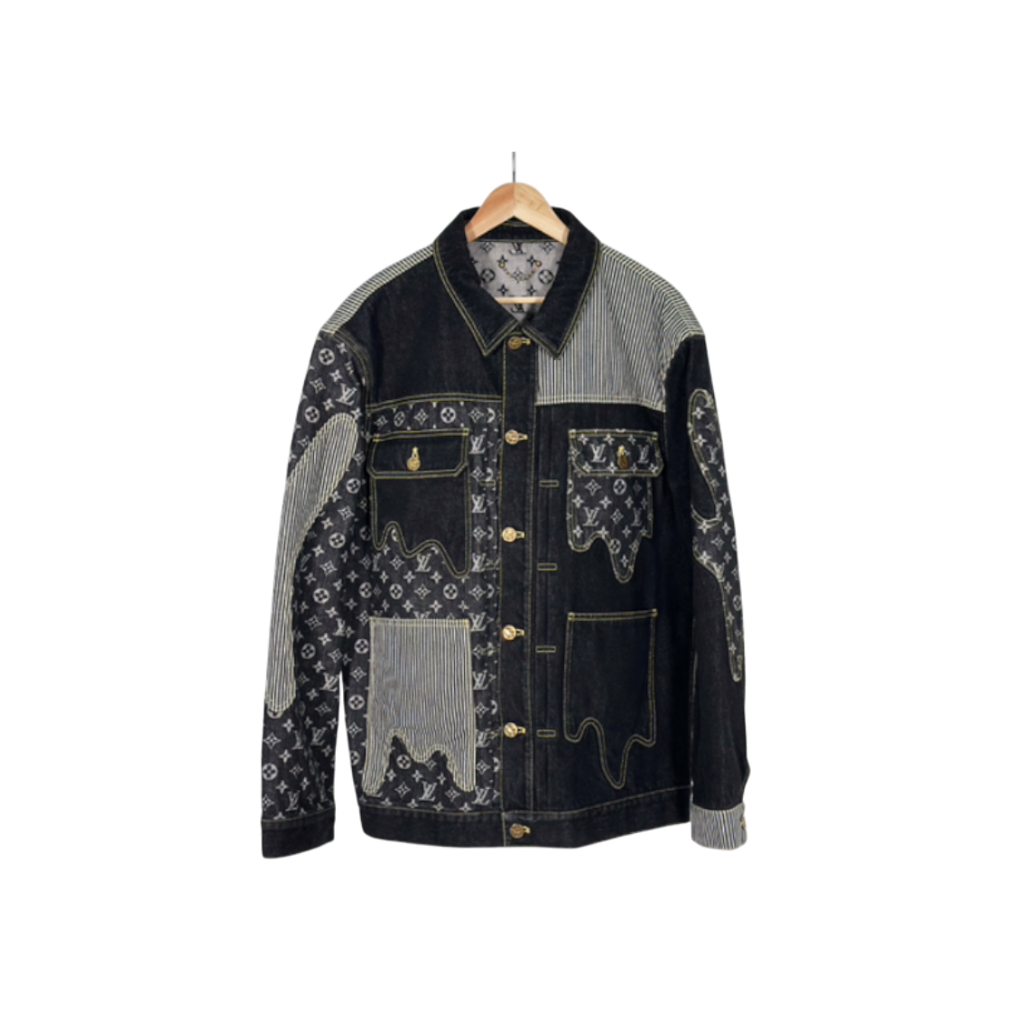 ITJDUJGHDPCM Louis Vuitton Nigo Crazy Mix Denim Workwear Jacket - Black