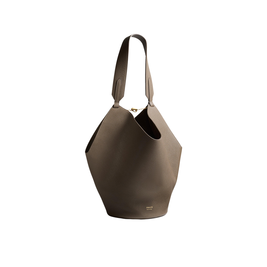 H2043-914-105 Khaite Small Lotus Pebbled Leather Tote Bag Elephant