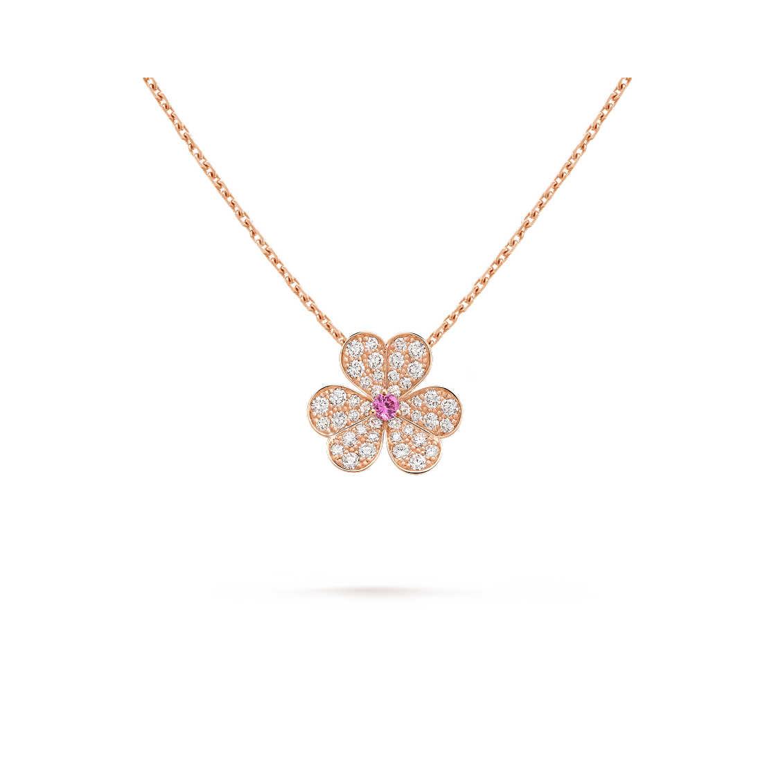 VCARP6L400 Van Cleef & Arpels Frivole Pendant Small Model 18K Rose Gold Diamond Sapphire