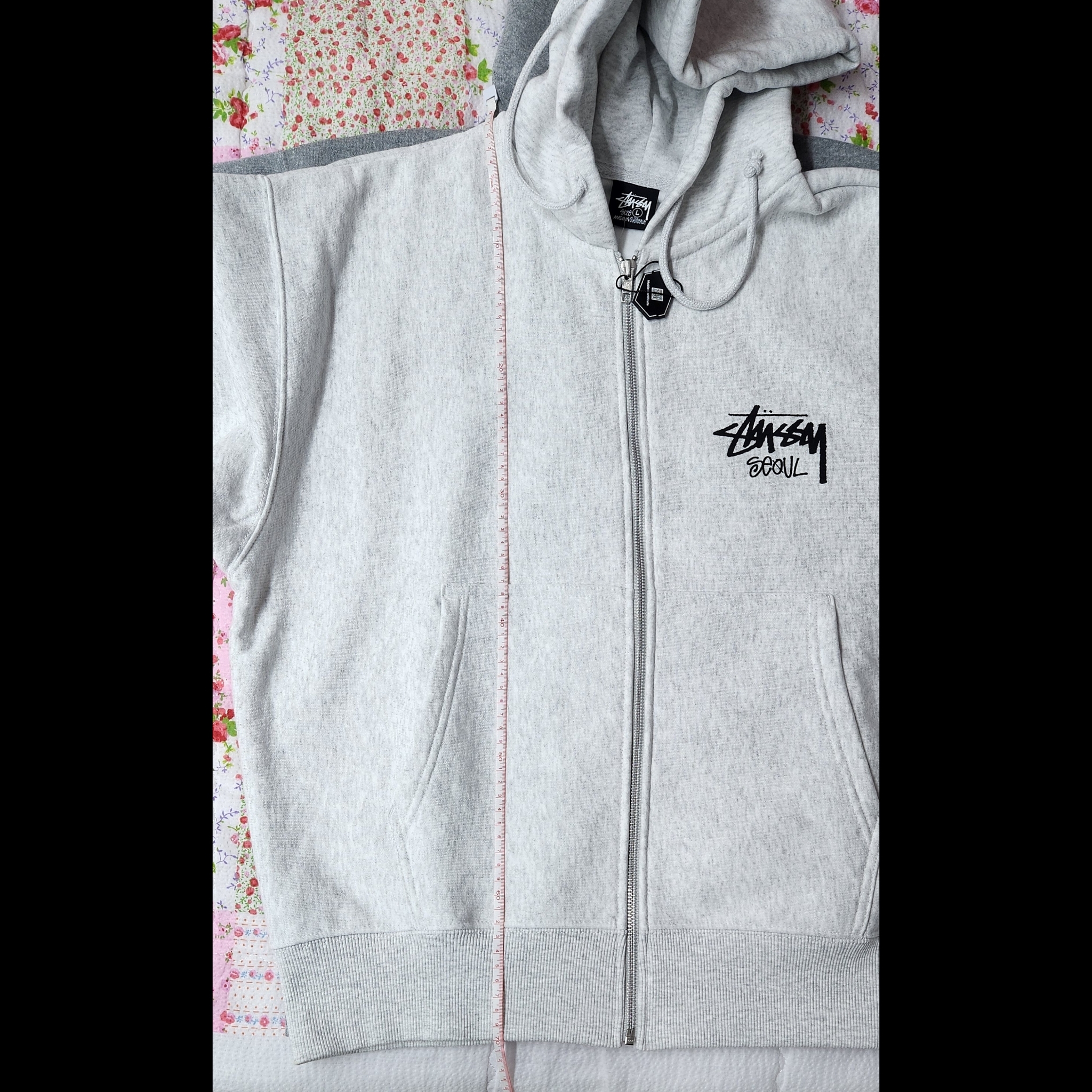Stussy Stock Seoul Zip Hood Ash Heather 착용 스타일 - 2
