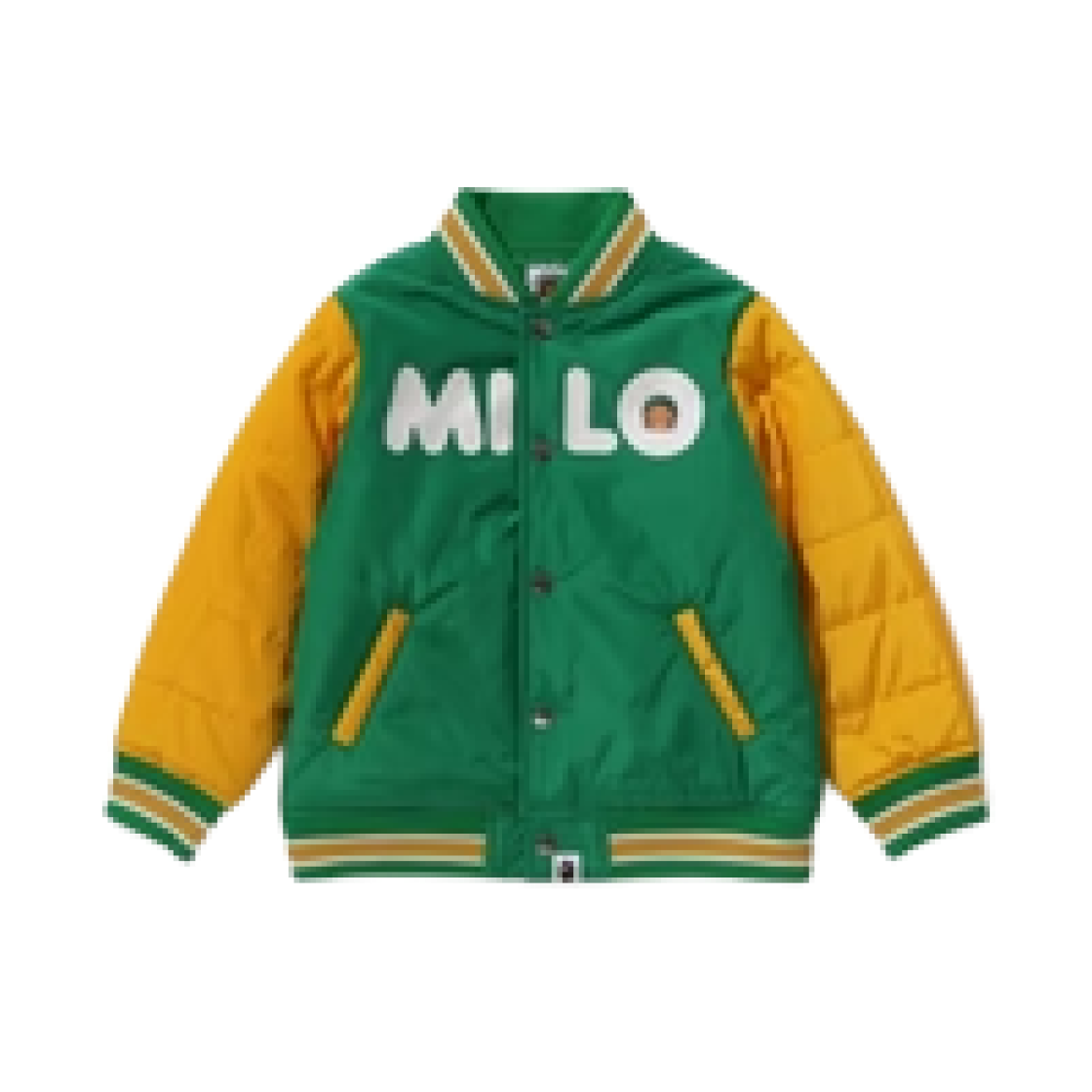 (키즈) 베이프 베이비 마일로 패딩 바시티 자켓 그린((Kids) BAPE Baby Milo Padded Varsity Jacket Green) - 1