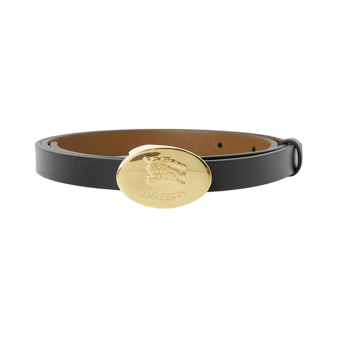 8112216 (W) Burberry Oval Knight Stamp Reversible Belt Black