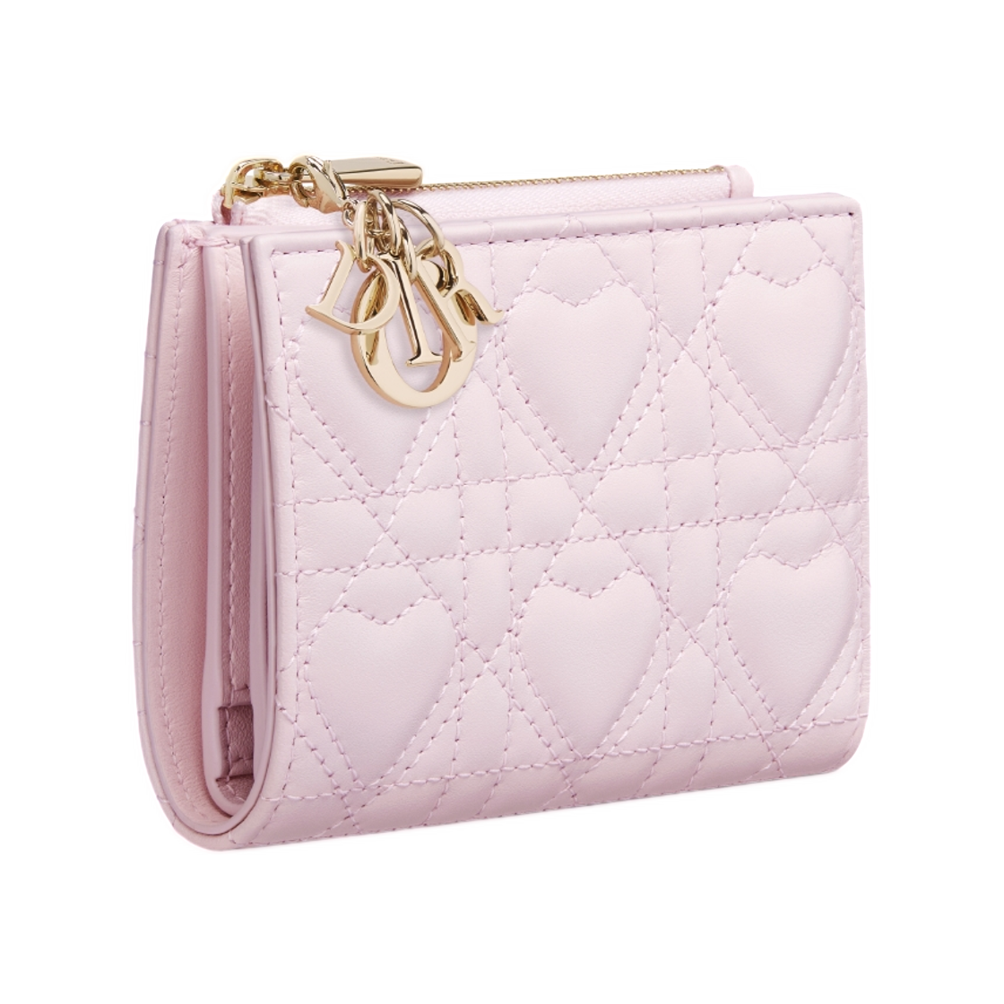 디올 럭키 레이디 디올 달리아 월렛 하트 까나쥬 램스킨 페일 핑크(Dior Lucky Lady Dior Dahlia Wallet In Heart Cannage Lambskin Pale Pink) - 2