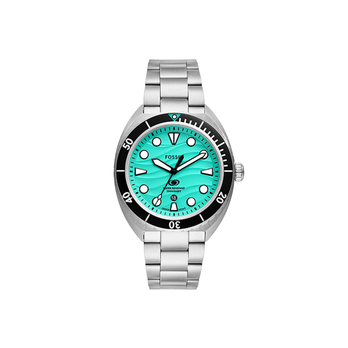 파슬 브레이커 쓰리 핸드 데이트 스테인리스 스틸 시계 실버 그린(Fossil Breaker Three-Hand Date Stainless Steel Watch Silver Green)