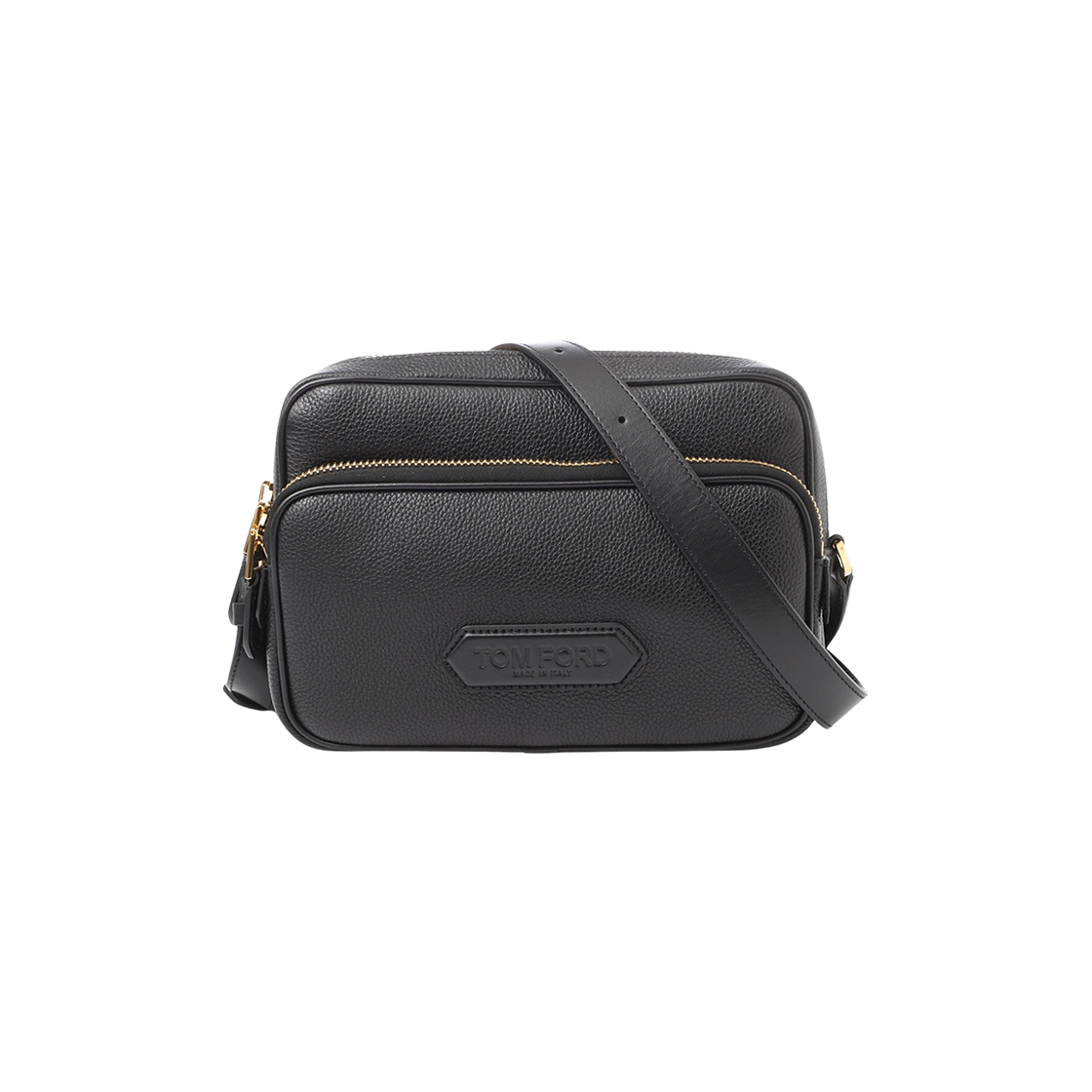 H0481T-LCL213-U9000 Tom Ford Leather Logo Messenger Bag Black