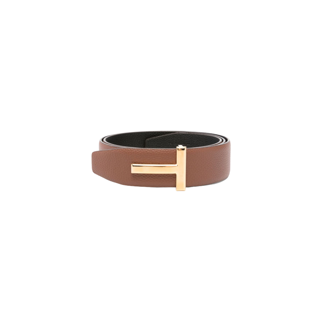 TB178-LCL236G-3BN40 Tom Ford Logo Buckle Reversible Belt Brown Black
