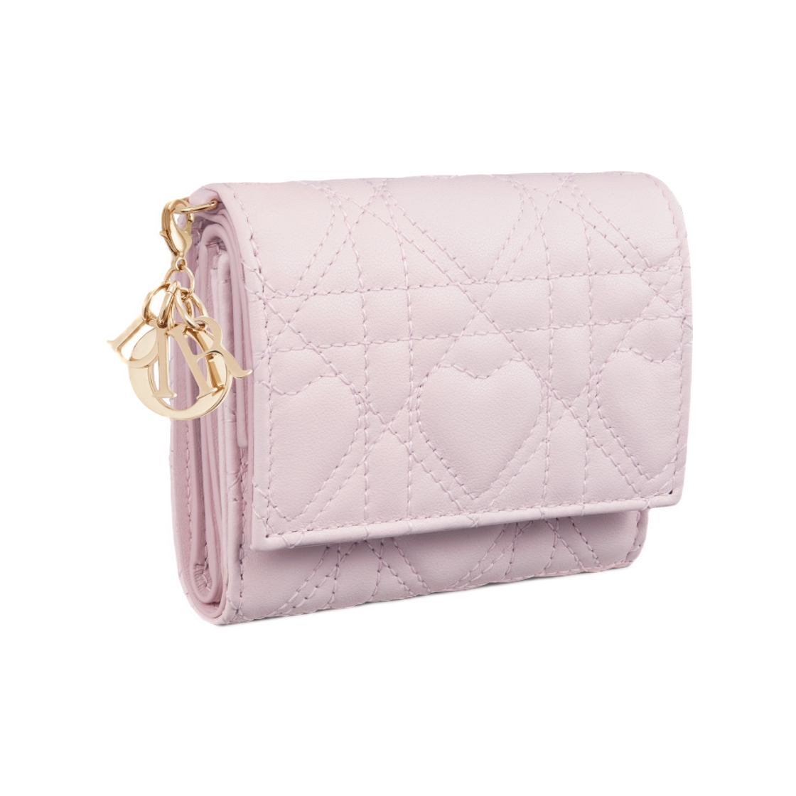 디올 레이디 디올아무르 로터스 월렛 하트 까나쥬 램스킨 페일 핑크(Dior Lady Dioramour Lotus Wallet In Heart Cannage Lambskin Pale Pink) - 2
