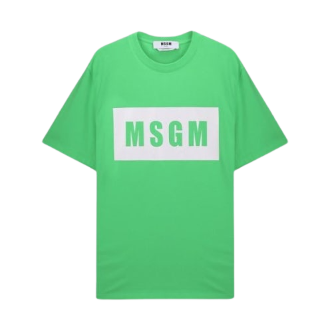 3040MM67-217098-36 MSGM Cotton T-Shirt with Box Logo Green