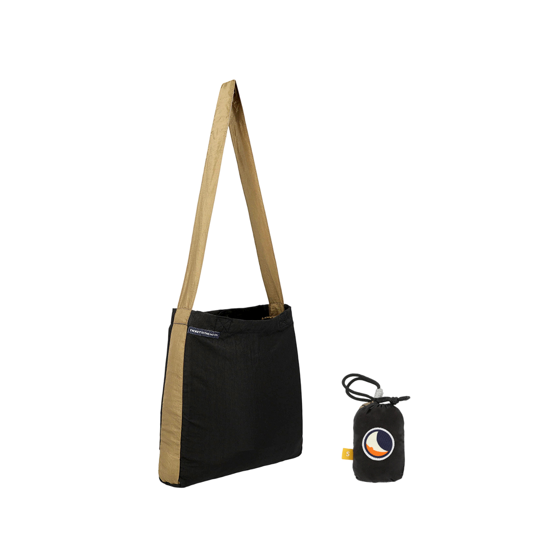 티켓투더문 에코백 스몰 10L 블랙 브라운(Ticket to the Moon Eco Bag Small Black Brown (10L))