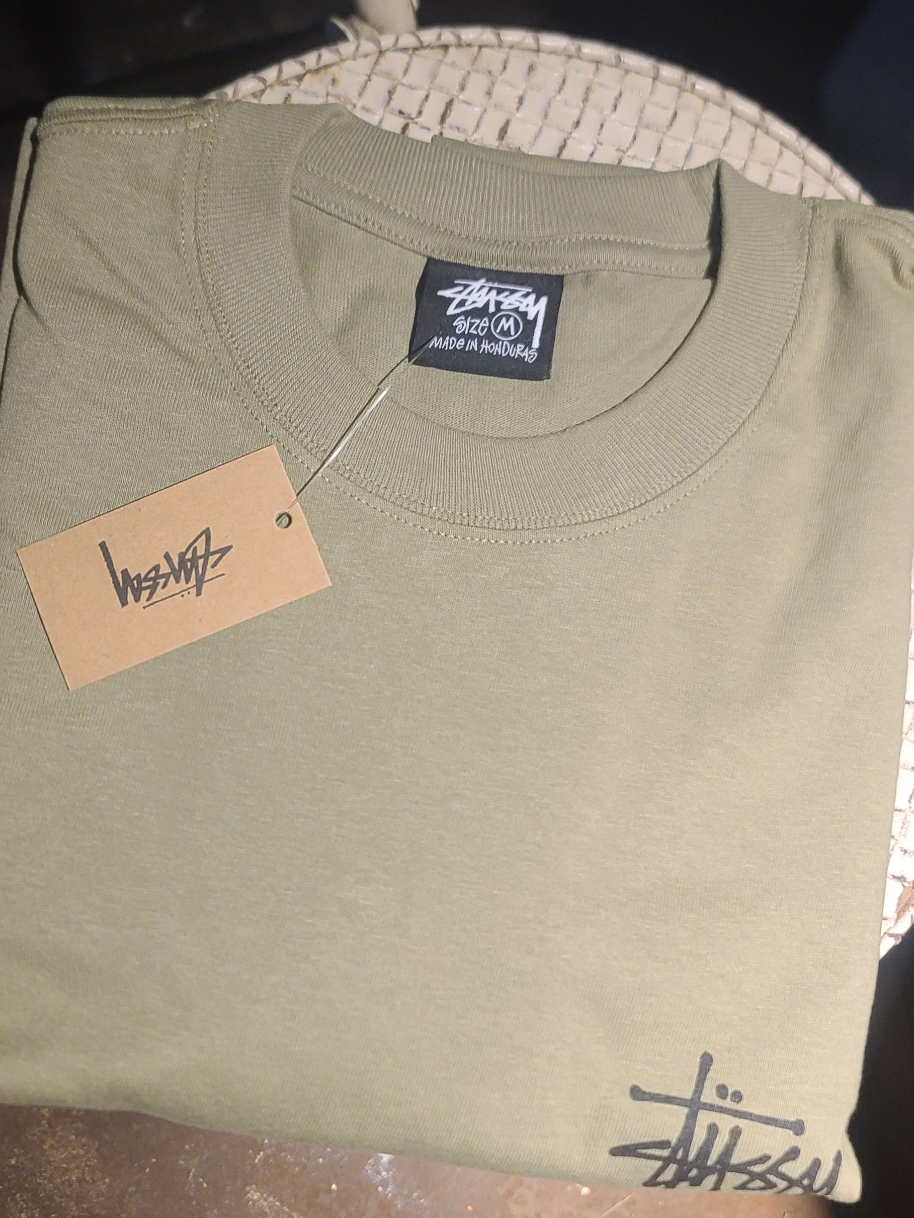 Stussy Basic Stussy LS T-Shirt Army 착용 스타일