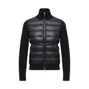 (W) Moncler Padded Wool Zip Up Cardigan Black - 25FW
