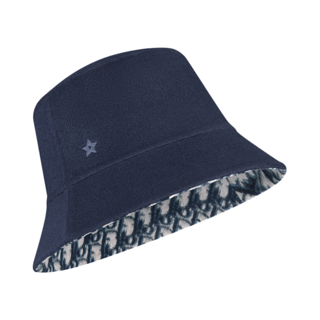 (W) 디올 Teddy D 리버시블 내로우 브림 버킷햇 버진 울 앤 실크 블루((W) Dior Teddy D Reversible Narrow Brim Bucket Hat In Virgin Wool And Silk Blue) - 1
