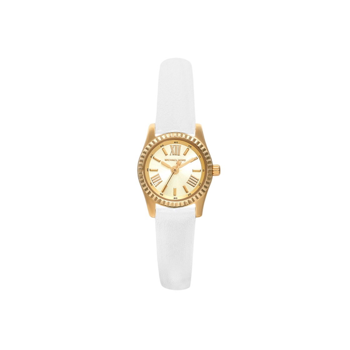 (W) 마이클 코어스 렉싱턴 쓰리핸드 레더 시계 옵틱 화이트((W) Michael Kors Lexington Three-Hand Leather Watch Optic White)