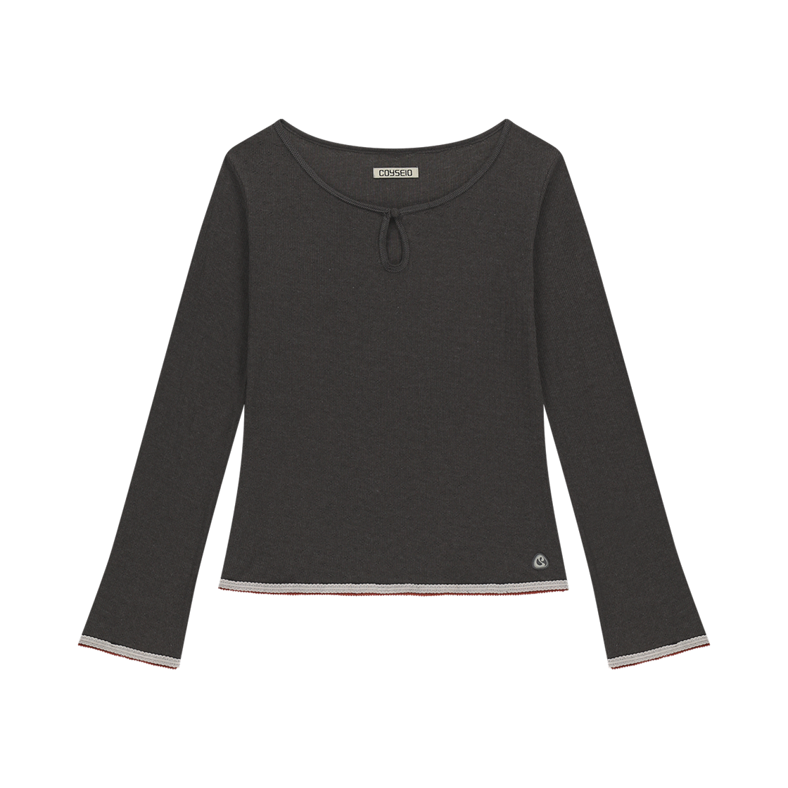 CY2503TSTL05 COYSEIO Eyelet Lace Longsleeves Ash Brown