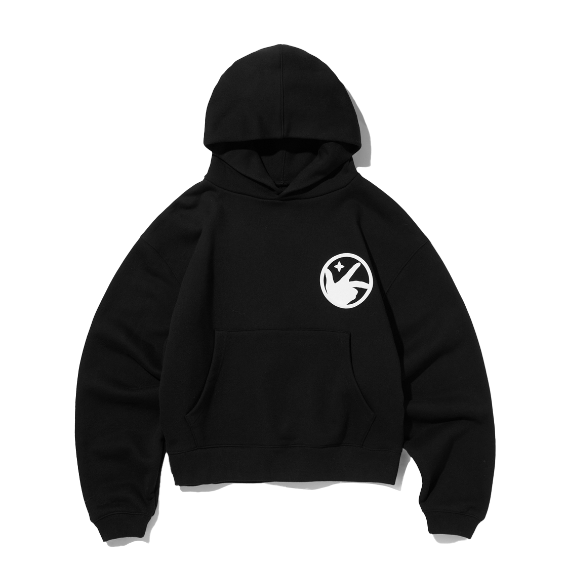 KM25AWHD03-BLK Keymisery Finger Logo Crop Hoodie - Black