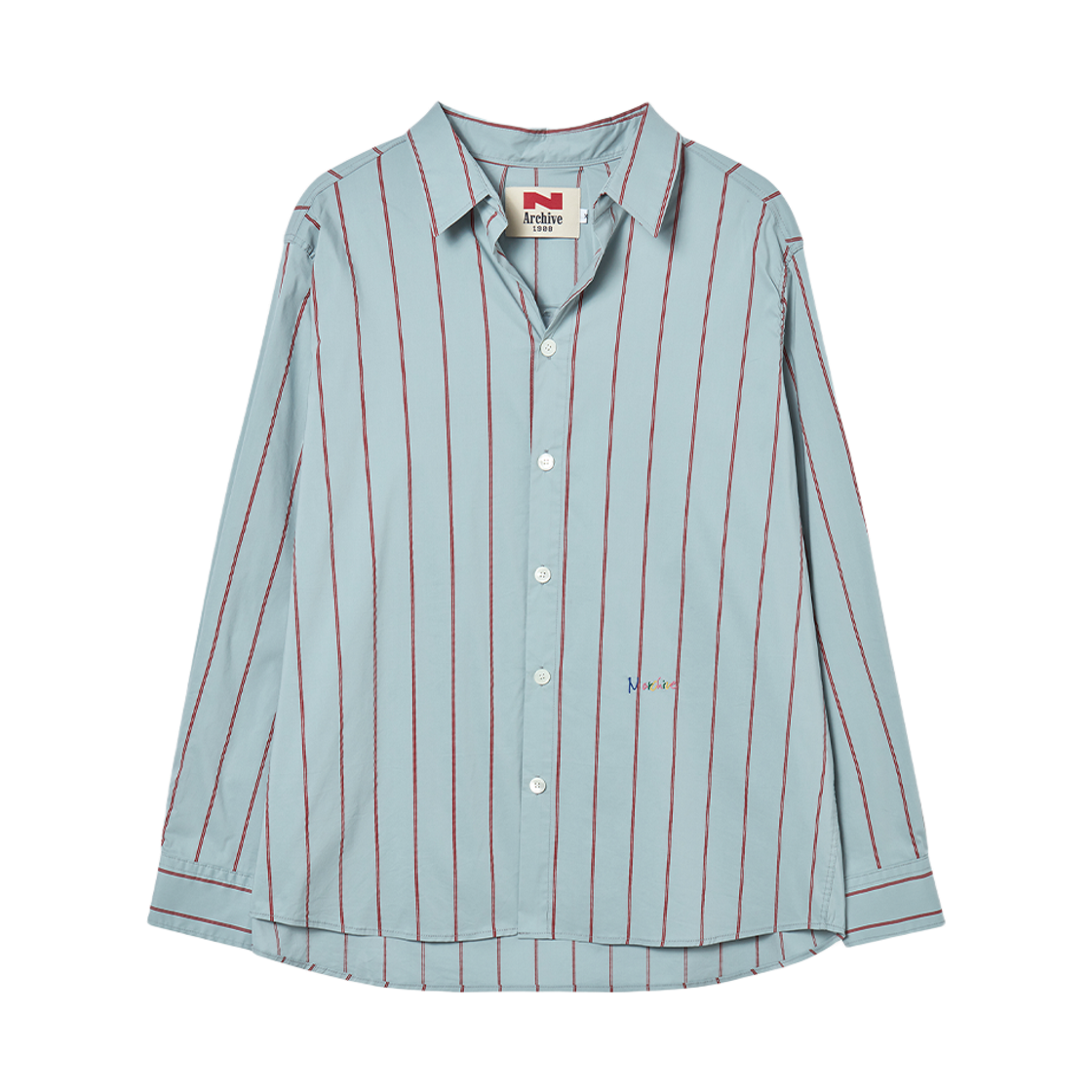 엔 아카이브 럭스 페브릭 스트라이프 코튼 셔츠 블루(N ARCHIVE Lux Fabric Stripe Cotton Shirt Blue) - 1