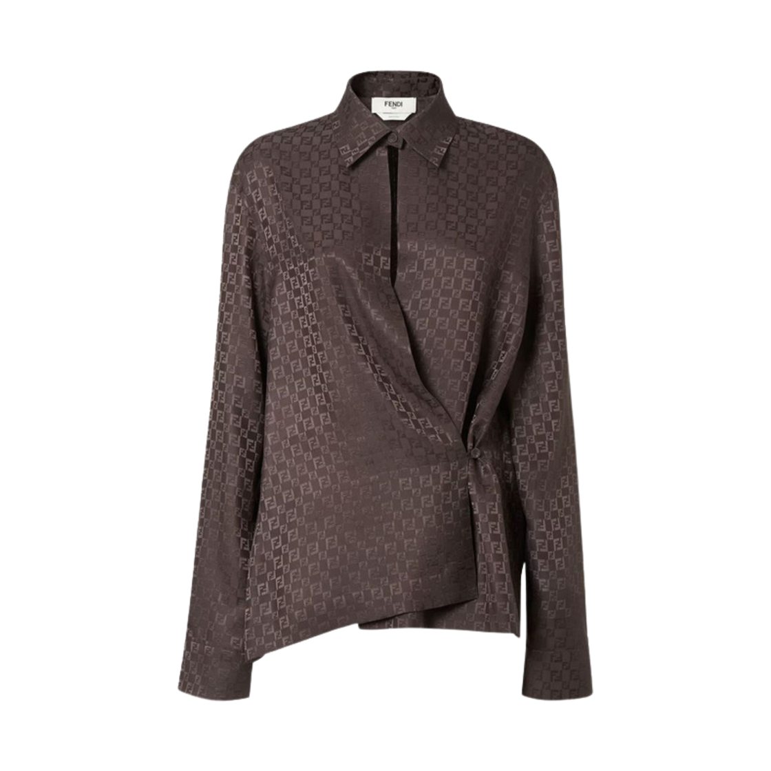 FS8287AUQGF1T6H (W) Fendi Silk FF Jacquard Shirt Brown