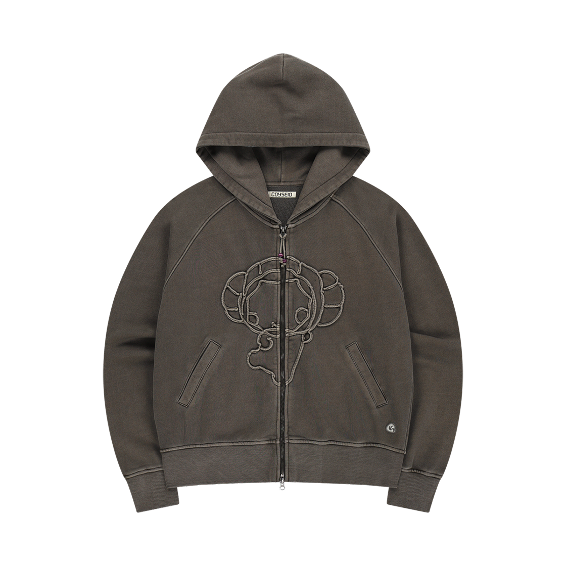 코이세이오 빈티지 테이프 후드 집업 애쉬 브라운