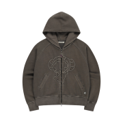 COYSEIO Vintage Tape Hood Zip-Up Ash Brown