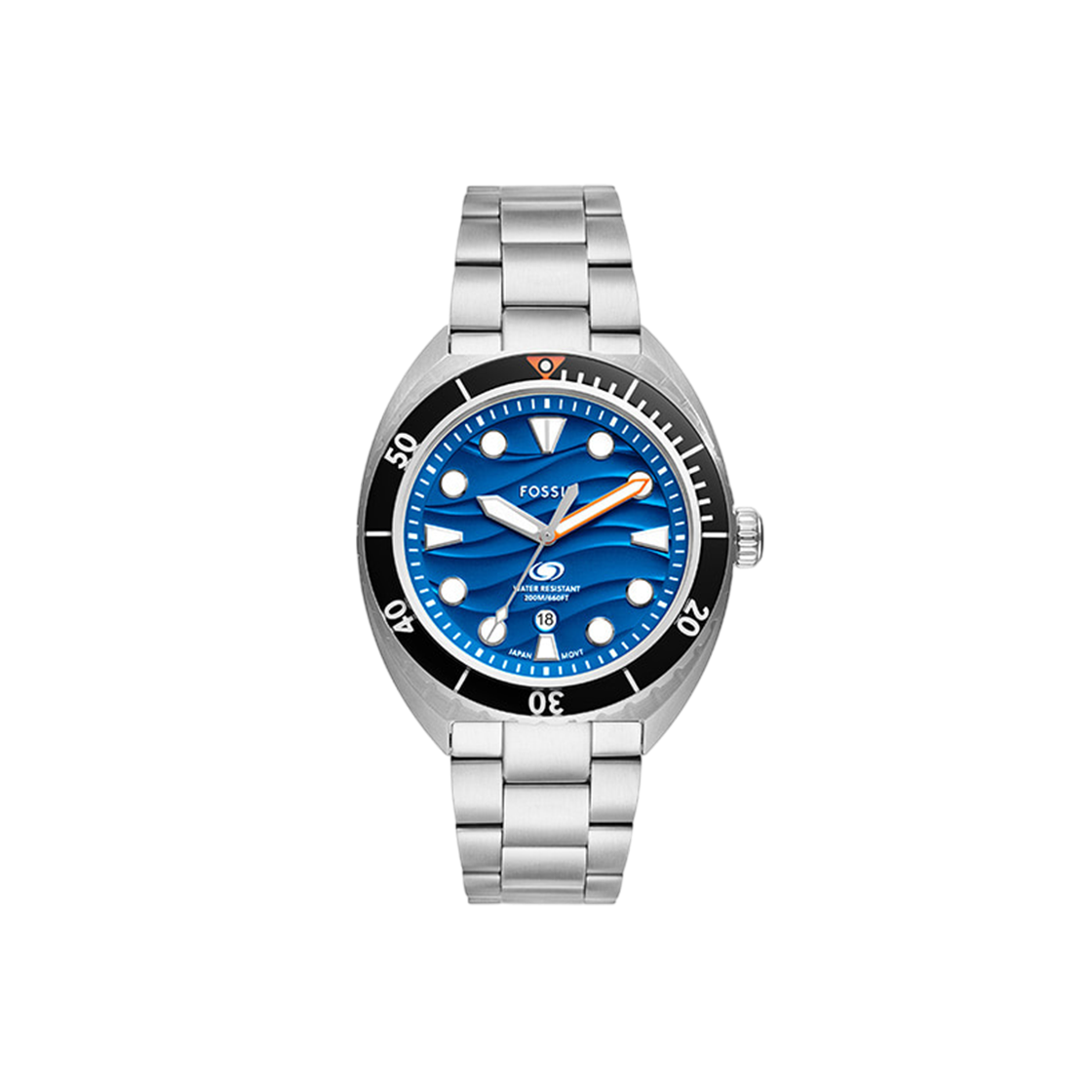 파슬 브레이커 쓰리 핸드 데이트 스테인리스 스틸 시계 실버 블루(Fossil Breaker Three-Hand Date Stainless Steel Watch Silver Blue)