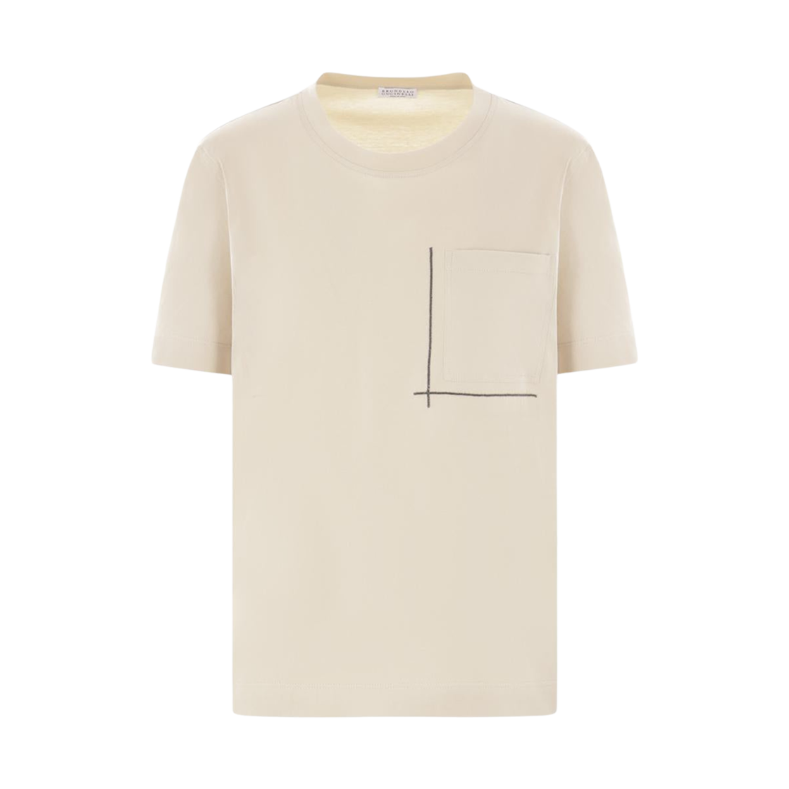 M0T81HA800-C2869 (W) Brunello Cucinelli Shiny Pocket Detail Cotton Jersey T-Shirt Beige