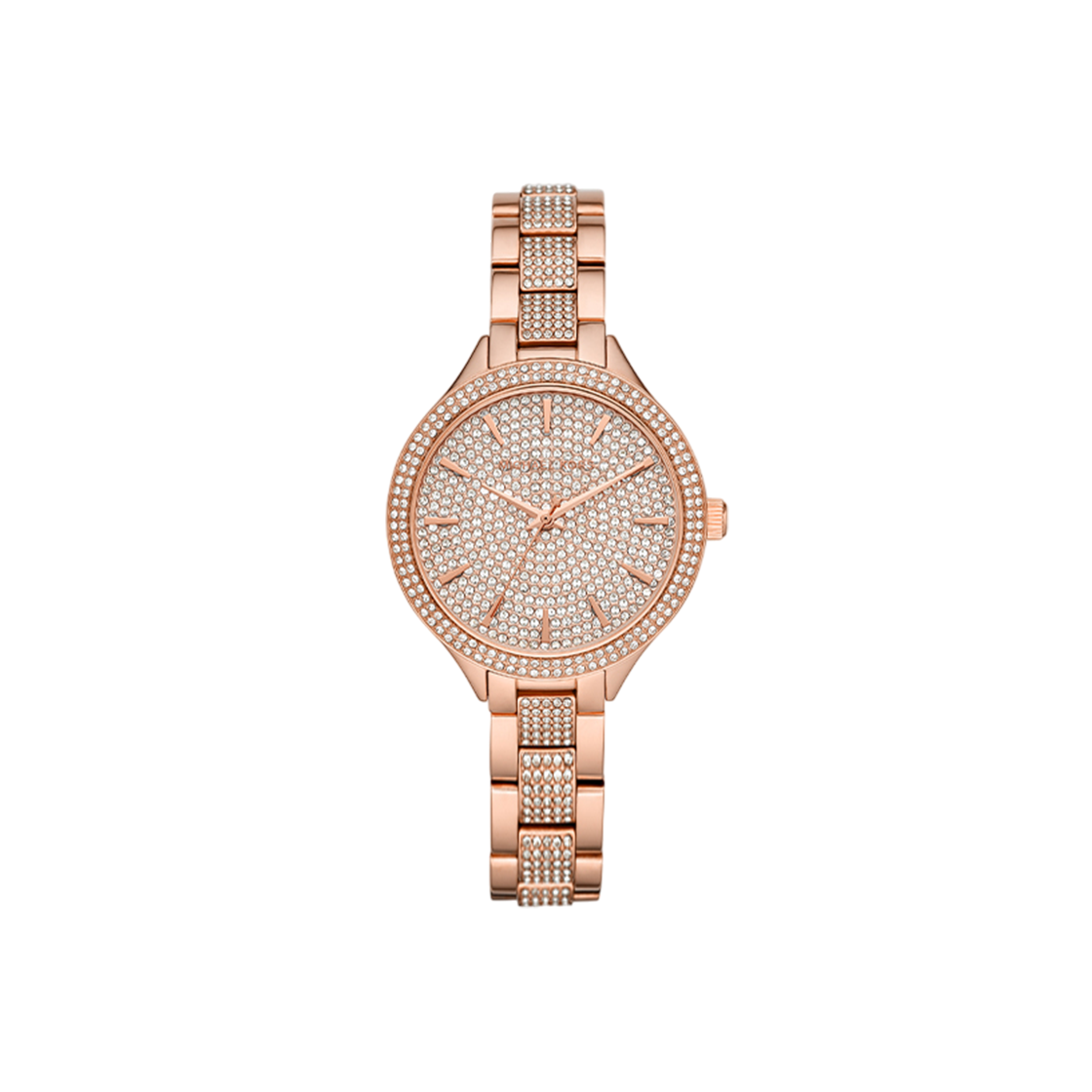 (W) 마이클 코어스 파베 쿼츠 쓰리핸드 스테인리스 스틸 로즈 골드((W) Michael Kors Pave Quartz Three-Hand Stainless Steel Rose Gold)