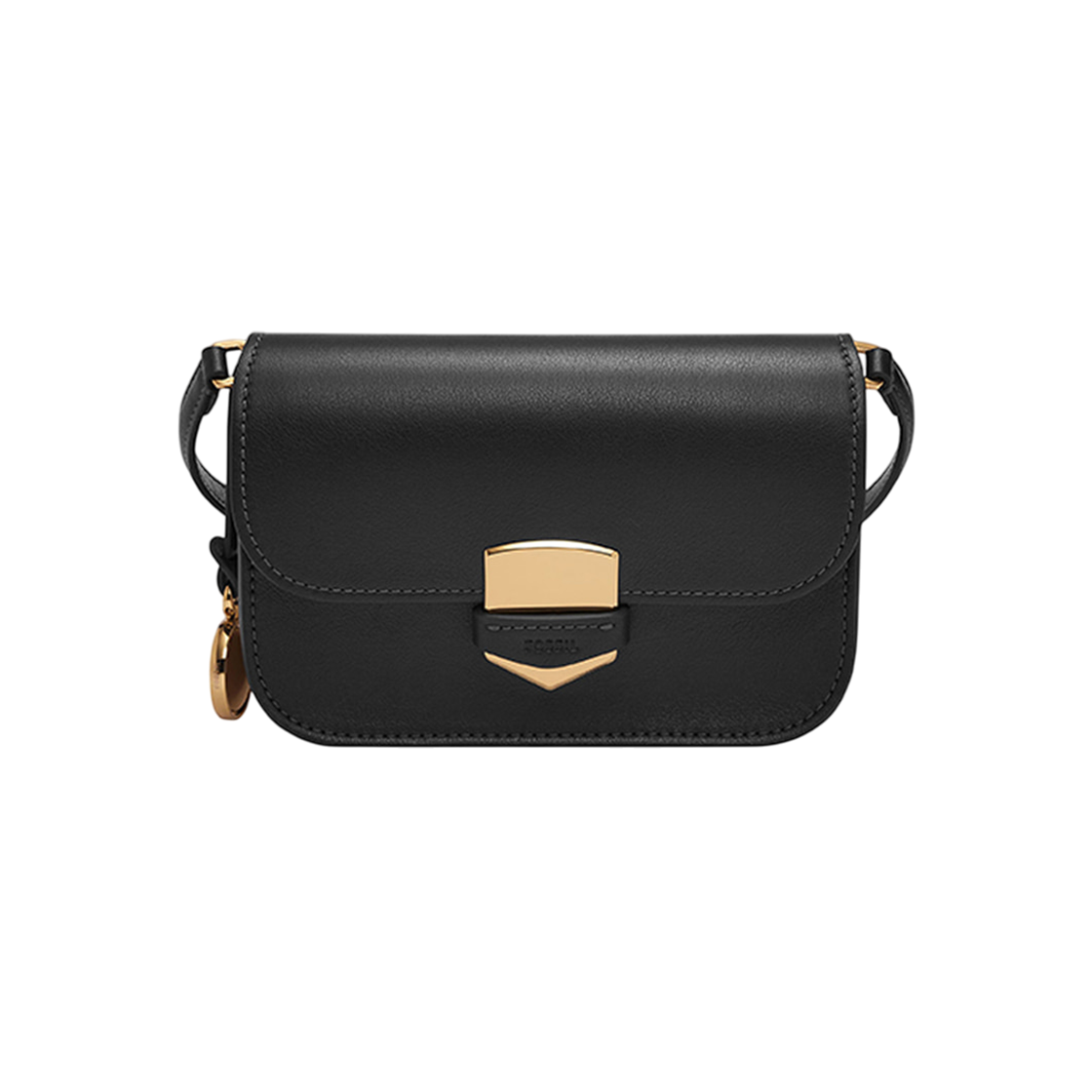 ZB1926001 Fossil Lennox Leather Small Flap Crossbody Bag Black