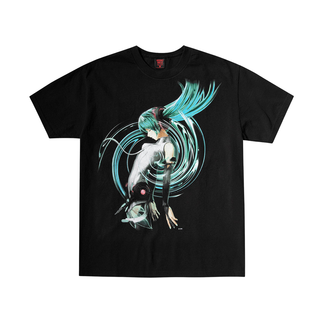 긱스 룰 x 하츠네미쿠 15 실크스크린 프린팅 티셔츠 버전 2 블랙(Geeks Rule x Hatsune Miku 15 Silkscreen Printing T-Shirt Ver. 2 Black)