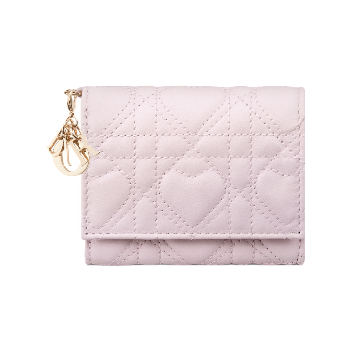 디올 레이디 디올아무르 로터스 월렛 하트 까나쥬 램스킨 페일 핑크(Dior Lady Dioramour Lotus Wallet In Heart Cannage Lambskin Pale Pink) - 1