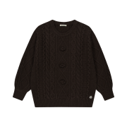 COYSEIO Pompom Cable Knit Brown