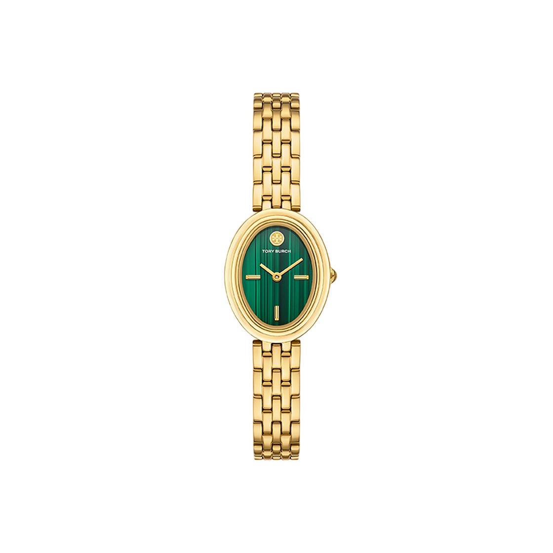 (W) 토리버치 오벌 스테인리스 스틸 시계 골드 그린((W) Tory Burch Oval Stainless Steel Watch Gold Green)