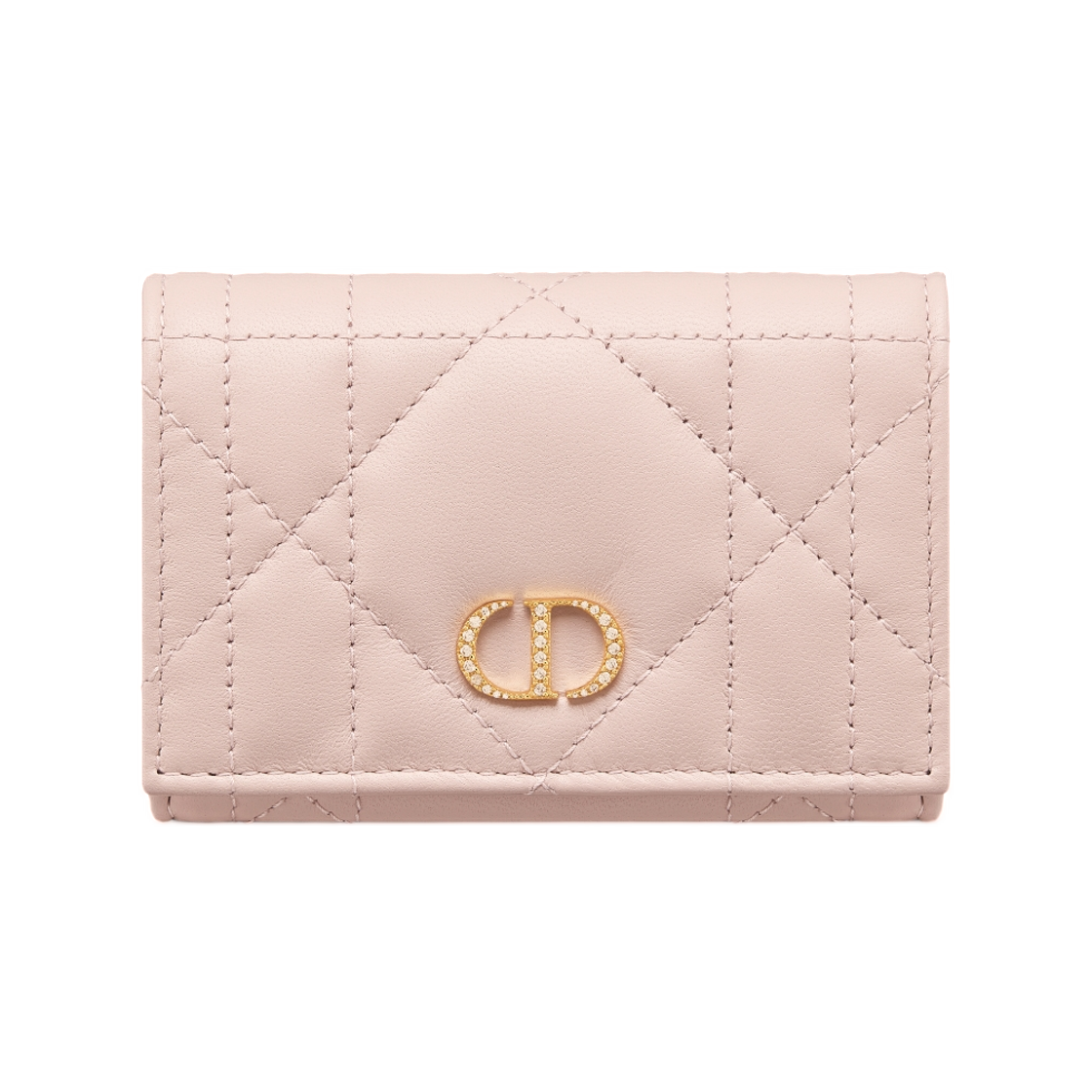 S4206UHNN-M413 Dior Caro Glycine Wallet In Macrocannage Lambskin Powder Pink