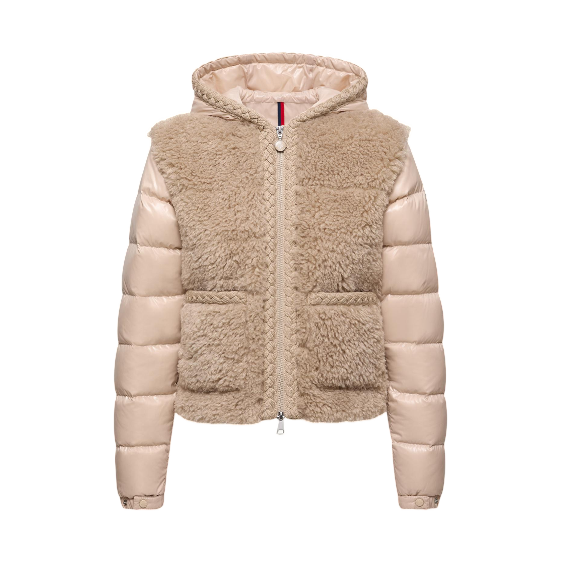 (W) 몽클레르 플랑테이 후드 테디 쇼트 다운 자켓 베이지 - 25FW((W) Moncler Plantay Hooded Teddy Short Down Jacket Beige - 25FW) - 1