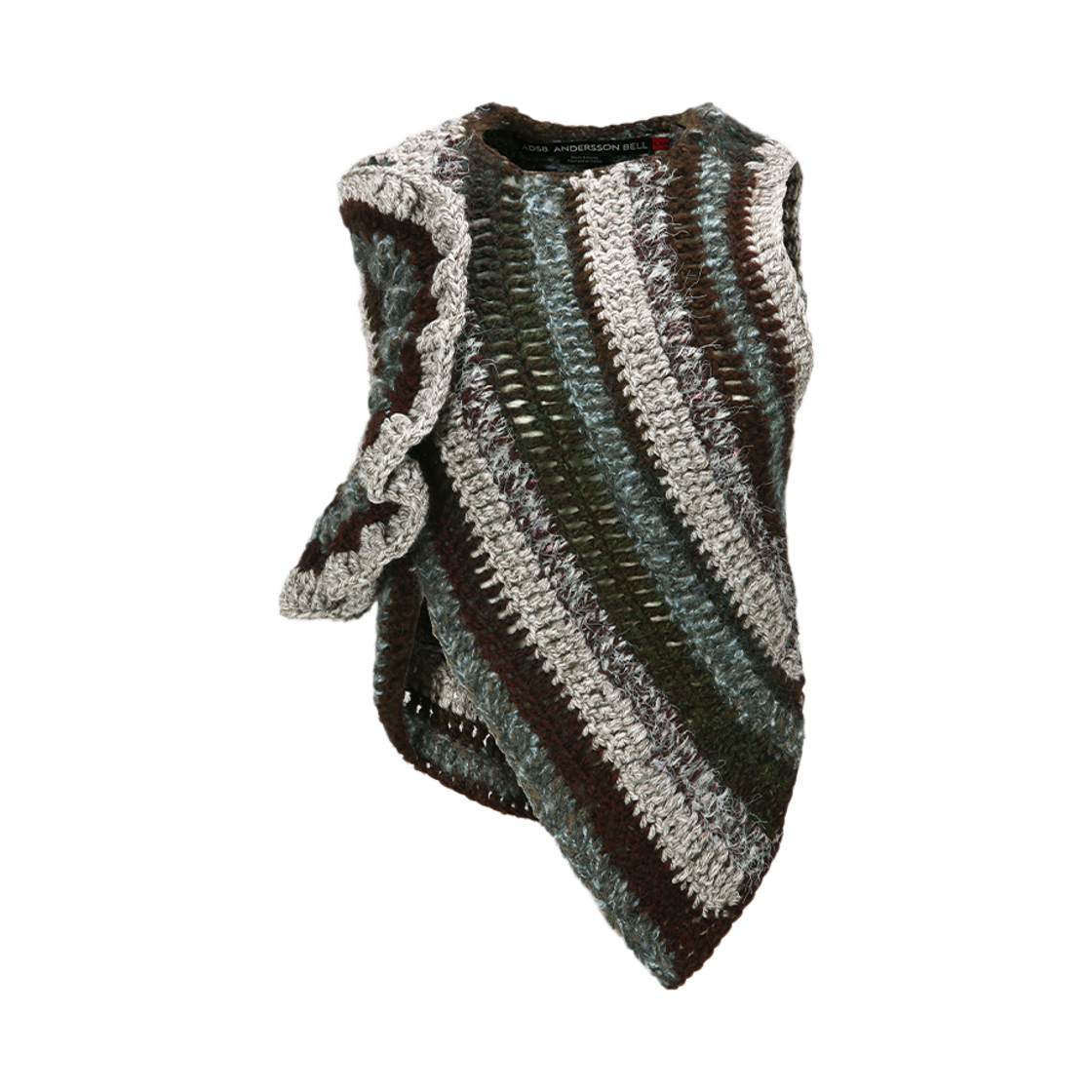 atb1359w(BROWN / BLUE) ADSB Andersson Bell Oakberry Frill Rounding Hand Knitted Top Brown Blue