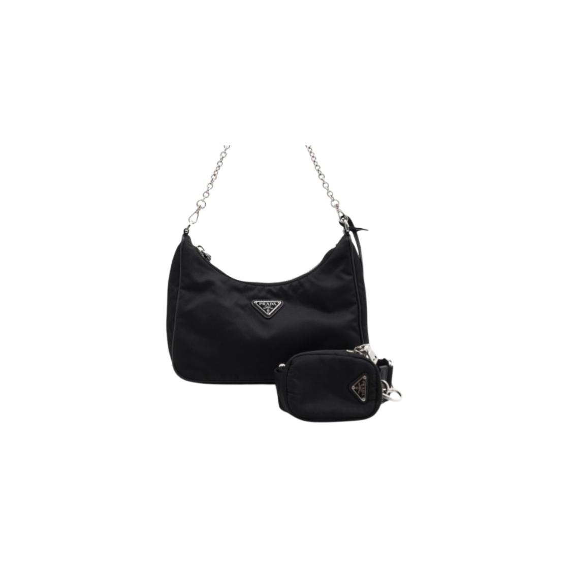 ITGOUHL46KE2 Prada Tessuto Re-Edition Multi Hobo Shoulder Bag in Black
