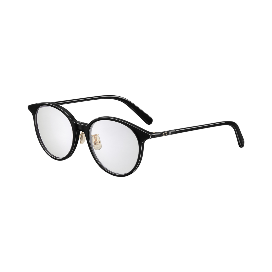 (W) 디올 미니CD R5F 안경 라운드 프레임 블루 라이트 필터 렌즈 블랙((W) Dior MiniCD R5F Glasses In Round Frame with Blue Light Filter Lenses Black) - 2