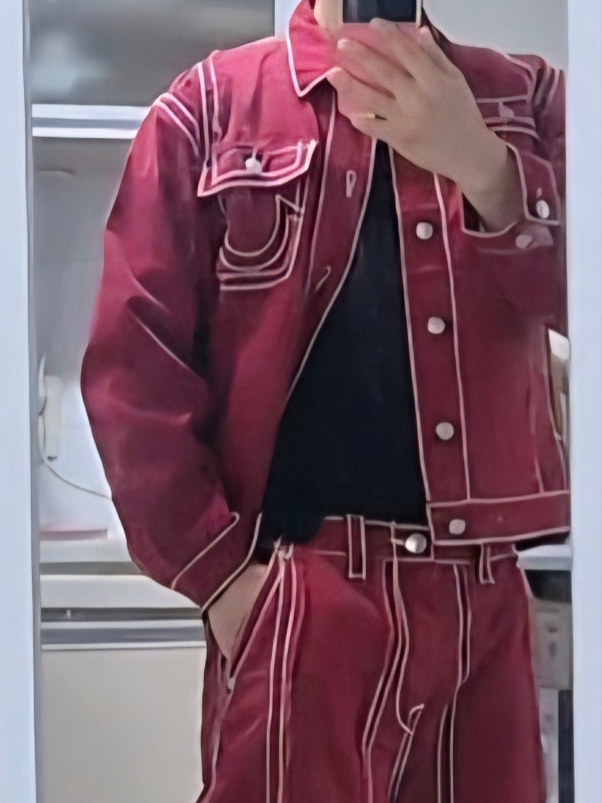 True Religion Scar Washed Jacket Red 착용 스타일 - 1